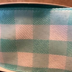Aqua Gingham 2.5” wired ribbon